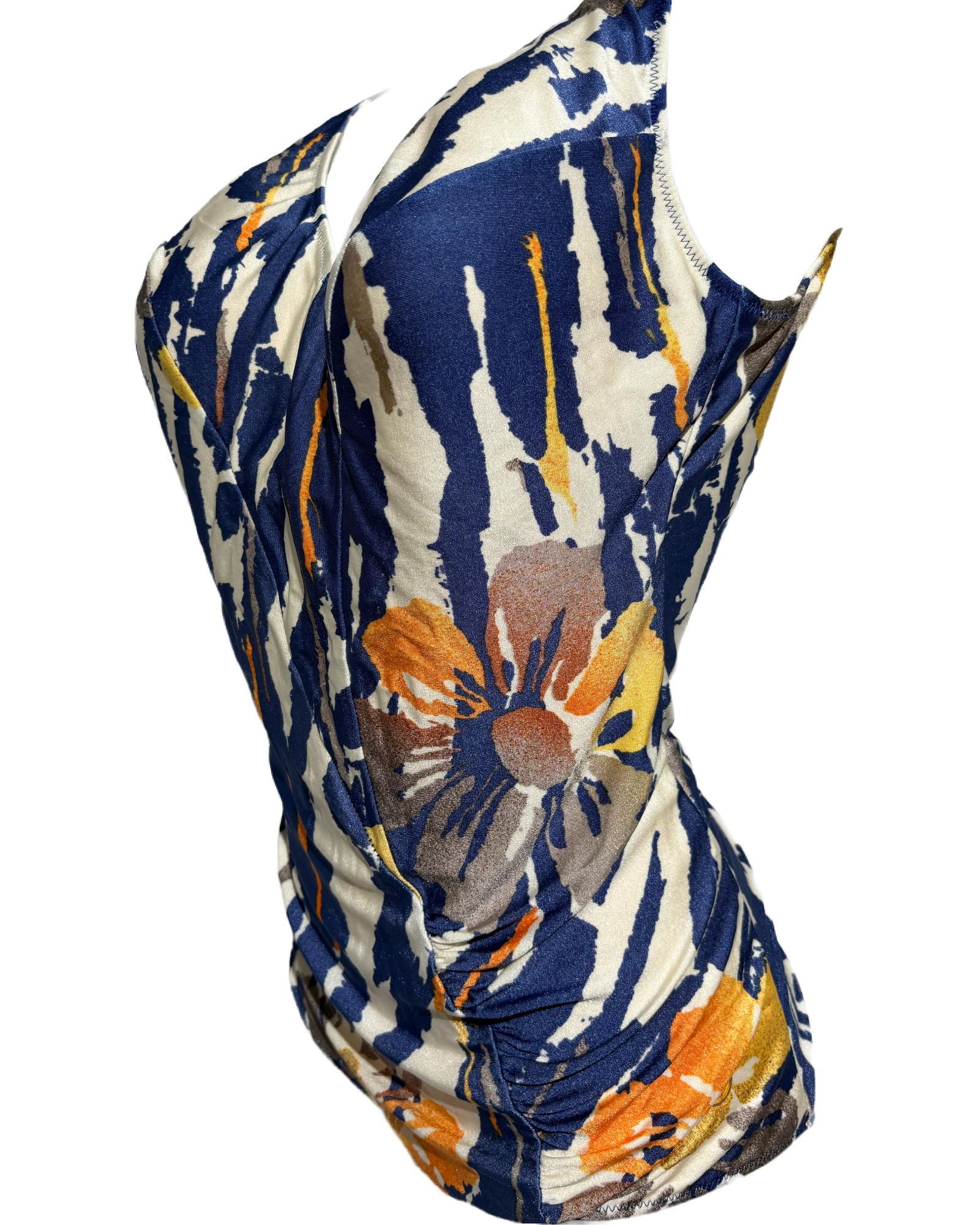 Abstract Waves 80s Floral Jednodelni Kupaći HELM:VNTG