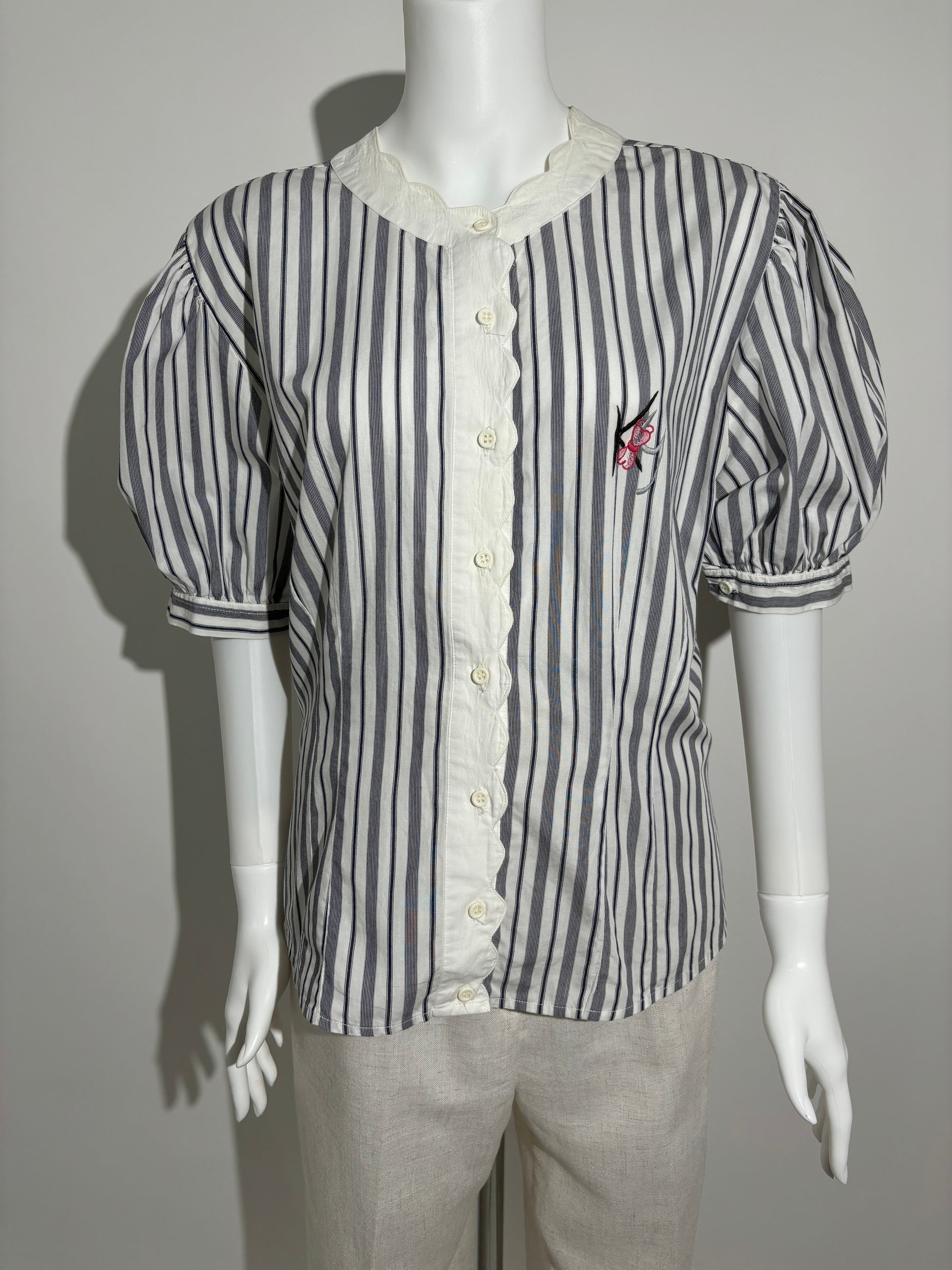 Striped Elegance 80s Bluza HELM:VNTG