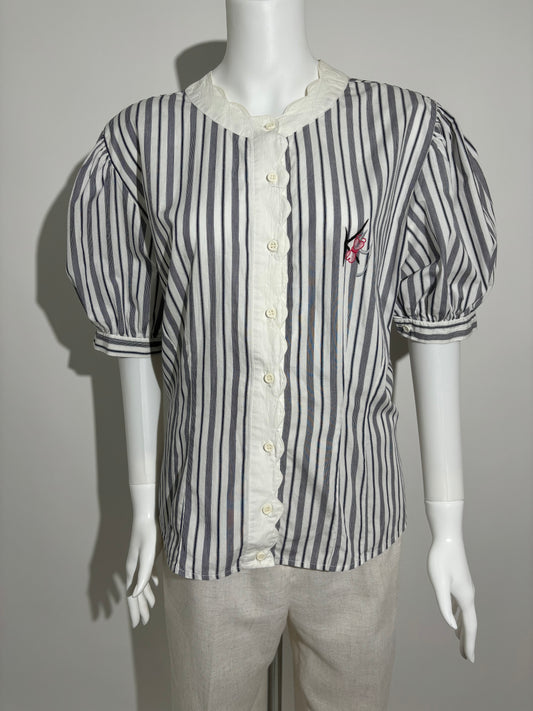 Striped Elegance 80s Bluza HELM:VNTG