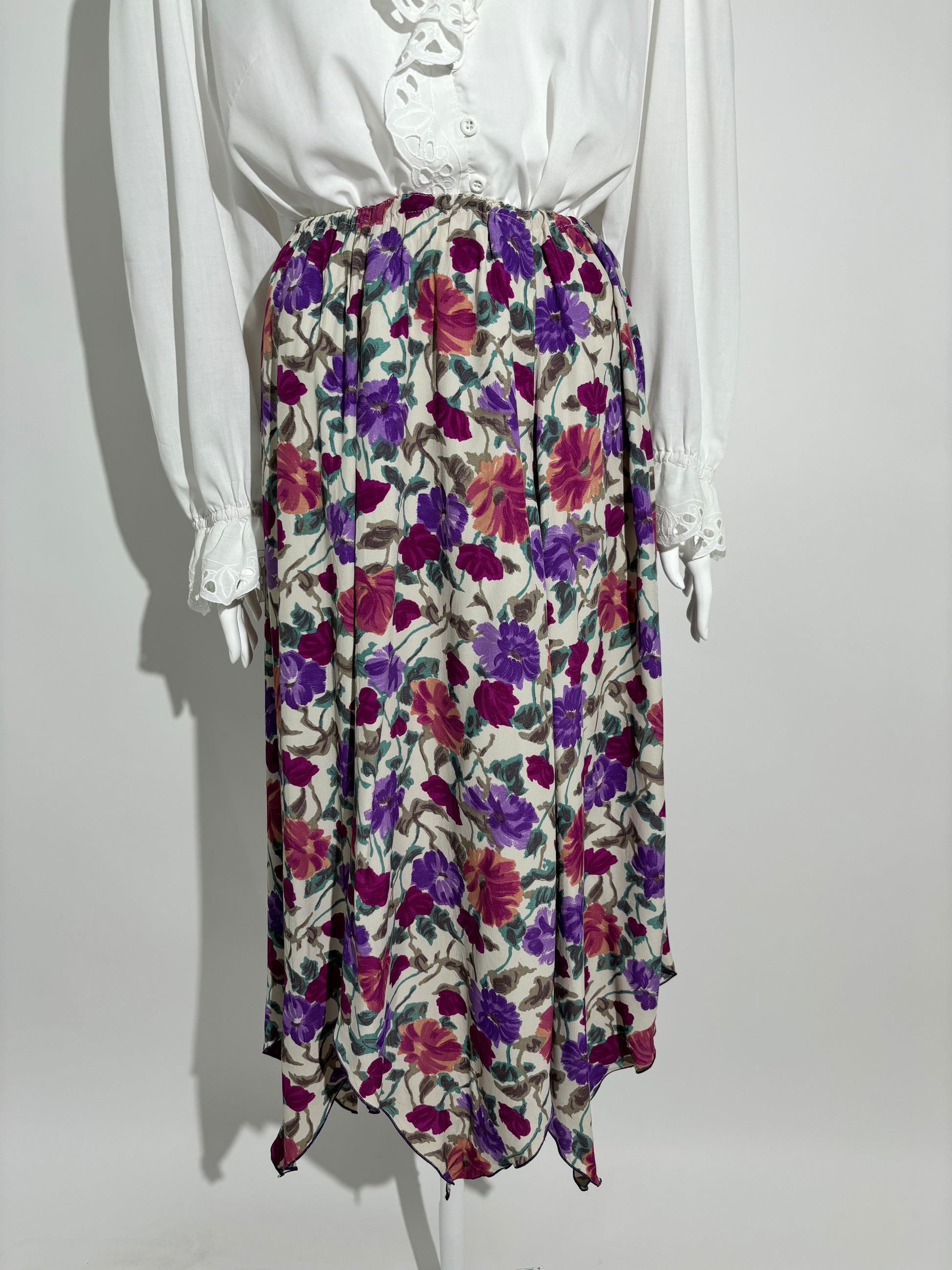 Purple Floral 90s Suknja HELM:VNTG