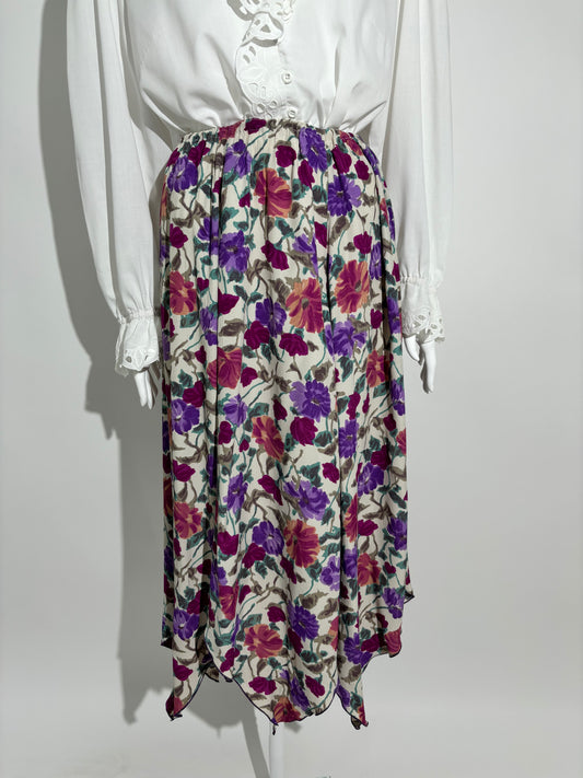 Purple Floral 90s Suknja HELM:VNTG