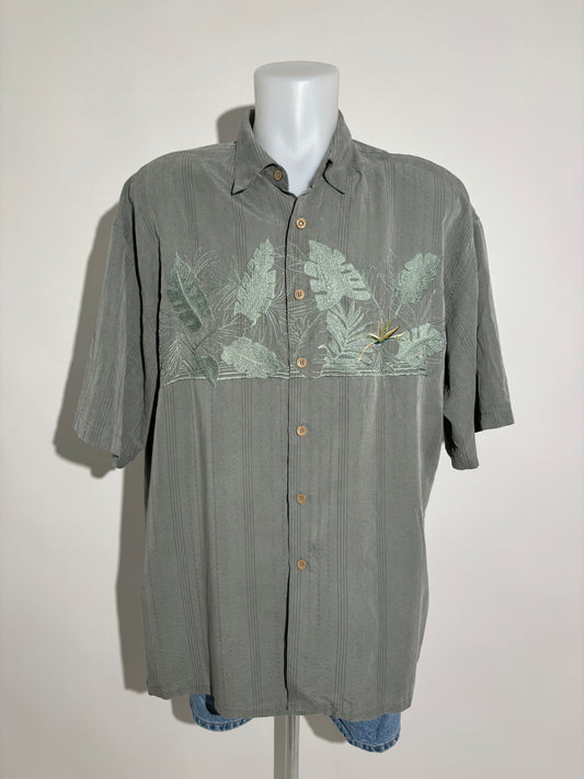Green Tropical Embroidery 90s Hawaiian Košulja HELM:VNTG