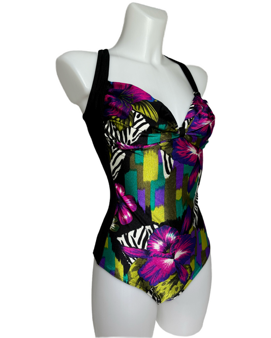 Tropical Vibes 80s Floral Jednodelni Kupaći HELM:VNTG