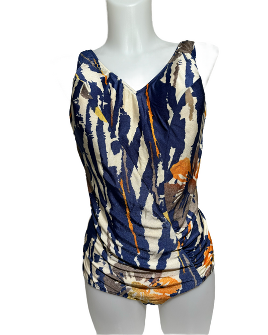 Abstract Waves 80s Floral Jednodelni Kupaći HELM:VNTG