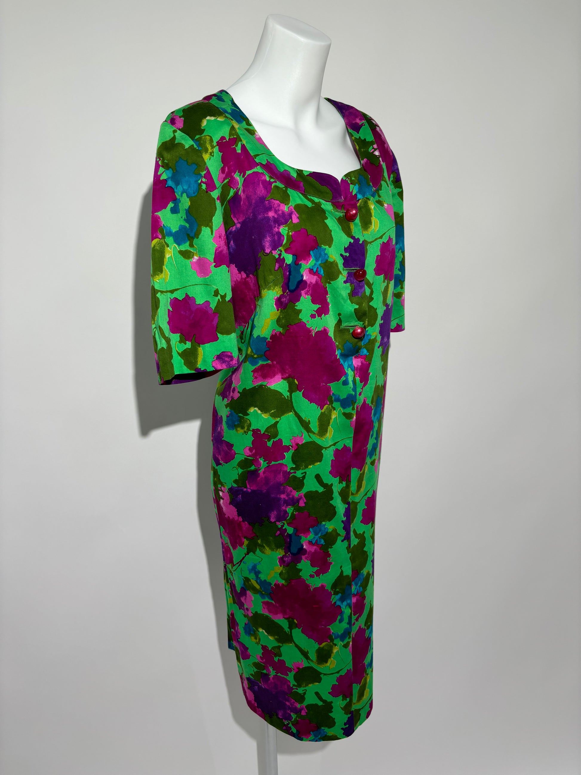 Floral Delight 80s Vibrant Haljina HELM:VNTG