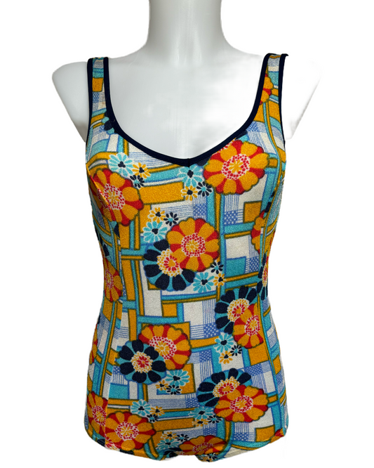 Geometric Floral 80s Vibrant Jednodelni Kupaći HELM:VNTG