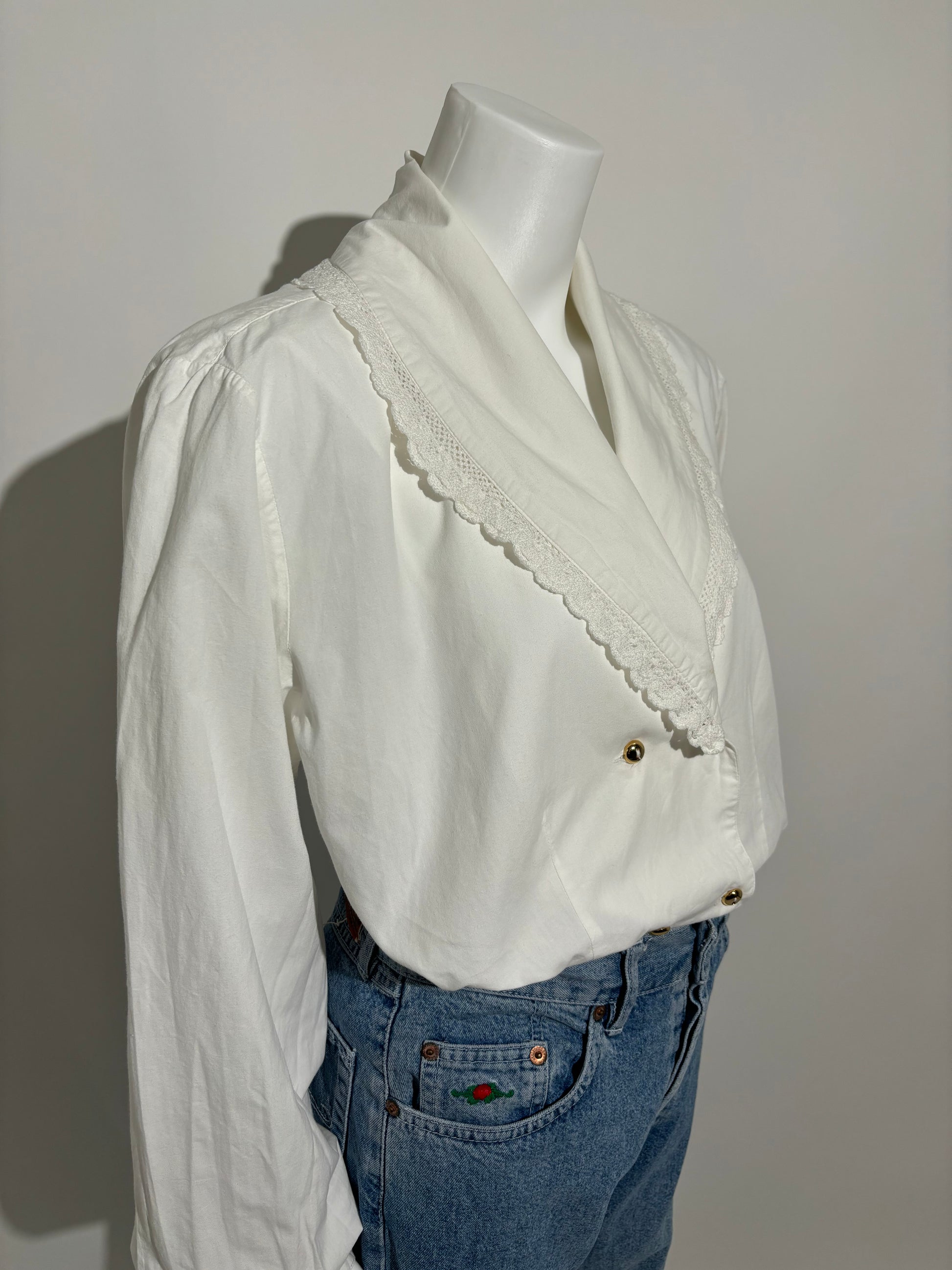 Ivory Lace 80s Elegant Bluza HELM:VNTG